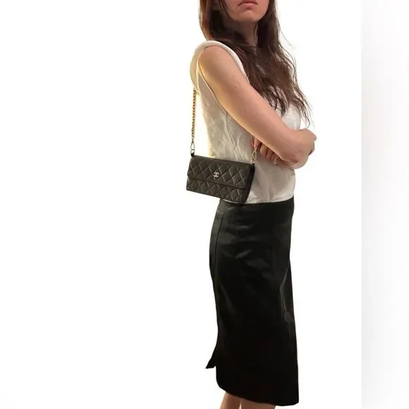 Chanel Black Quilted Leather Wallet